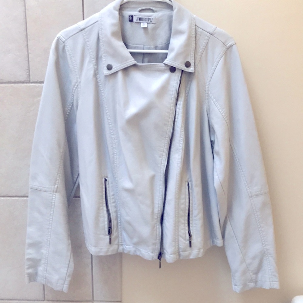 Grey Moto Jacket, imitation leather